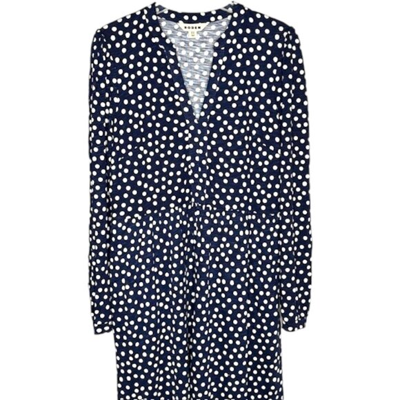 Boden Naomi Relaxed Jersey Dress - French Navy/Abstract Dot 10L - Picture 4 of 10